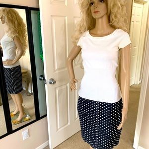 Dark Blue White Polka Dot Jean Skirt New York Co.8